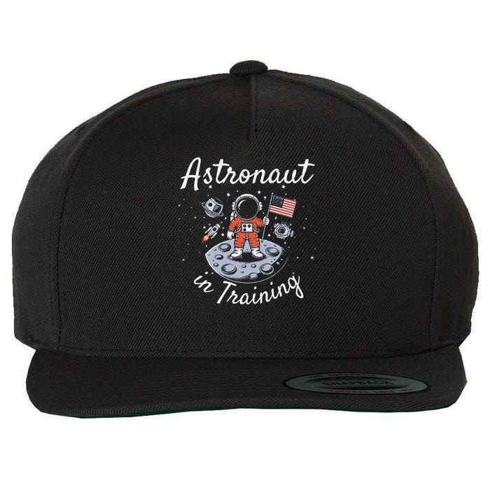 Cute Cosmic Astronaut in Training for Space Missions Galaxy Wool Snapback Cap