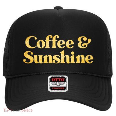 Cute Coffee And Sunshine High Crown Mesh Back Trucker Hat