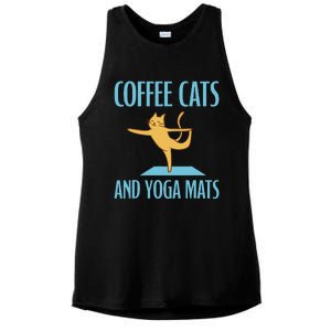 Coffee Cats And Yoga Mats Relaxation Meditation Ladies PosiCharge Tri-Blend Wicking Tank