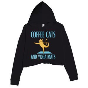 Coffee Cats And Yoga Mats Relaxation Meditation Crop Fleece Hoodie