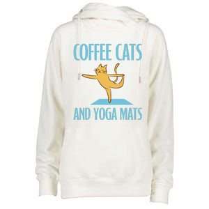 Coffee Cats And Yoga Mats Relaxation Meditation Womens Funnel Neck Pullover Hood