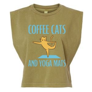 Coffee Cats And Yoga Mats Relaxation Meditation Garment-Dyed Women's Muscle Tee