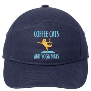 Coffee Cats And Yoga Mats Relaxation Meditation 7-Panel Snapback Hat