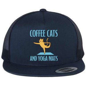 Coffee Cats And Yoga Mats Relaxation Meditation Flat Bill Trucker Hat