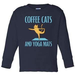 Coffee Cats And Yoga Mats Relaxation Meditation Toddler Long Sleeve Shirt