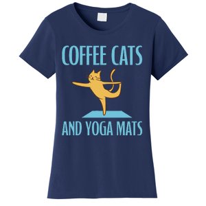 Coffee Cats And Yoga Mats Relaxation Meditation Women's T-Shirt