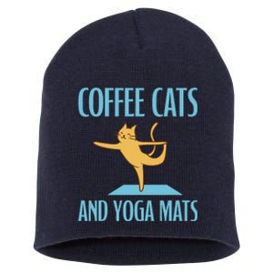 Coffee Cats And Yoga Mats Relaxation Meditation Short Acrylic Beanie