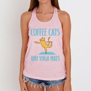 Coffee Cats And Yoga Mats Relaxation Meditation Women's Knotted Racerback Tank