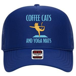 Coffee Cats And Yoga Mats Relaxation Meditation High Crown Mesh Back Trucker Hat