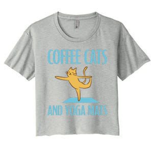 Coffee Cats And Yoga Mats Relaxation Meditation Women's Crop Top Tee