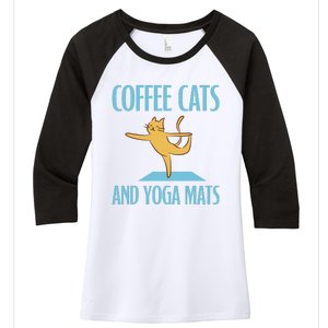 Coffee Cats And Yoga Mats Relaxation Meditation Women's Tri-Blend 3/4-Sleeve Raglan Shirt