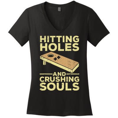 Cool Cornhole Art For Women Corn Hole Lover Board Game Women's V-Neck T-Shirt