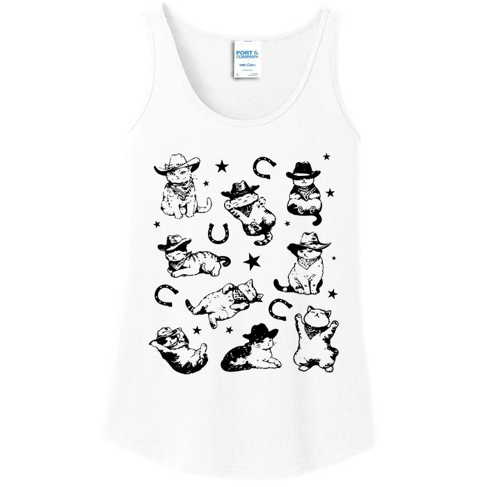 Cowboy Cats And Kittens Western Cowboy Vintage Ladies Essential Tank