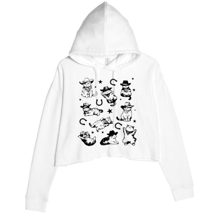 Cowboy Cats And Kittens Western Cowboy Vintage Crop Fleece Hoodie