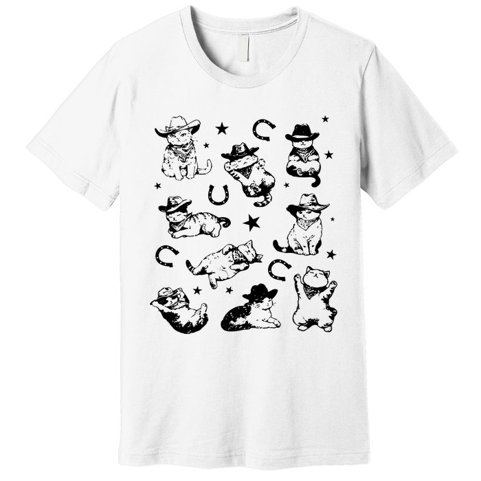 Cowboy Cats And Kittens Western Cowboy Vintage Premium T-Shirt