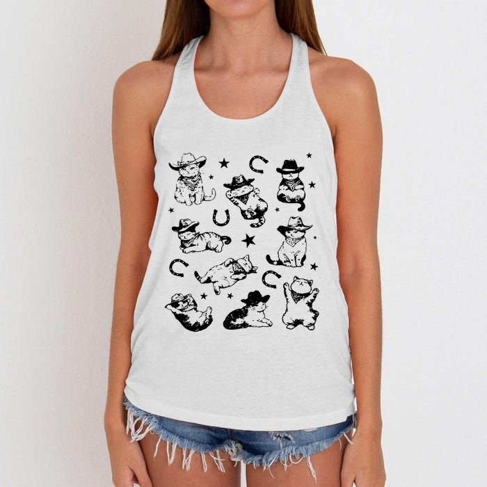 Cowboy Cats And Kittens Western Cowboy Vintage Women's Knotted Racerback Tank