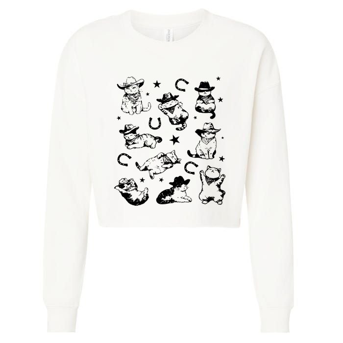 Cowboy Cats And Kittens Western Cowboy Vintage Cropped Pullover Crew