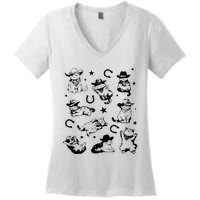 Cowboy Cats And Kittens Western Cowboy Vintage Women's V-Neck T-Shirt