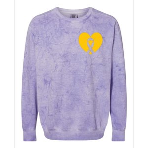 Childhood Cancer Awareness Heart Ribbon Pocket Colorblast Crewneck Sweatshirt