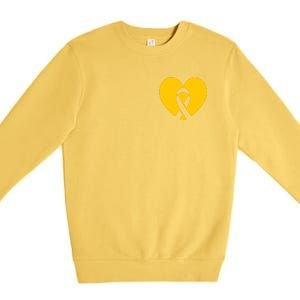 Childhood Cancer Awareness Heart Ribbon Pocket Premium Crewneck Sweatshirt