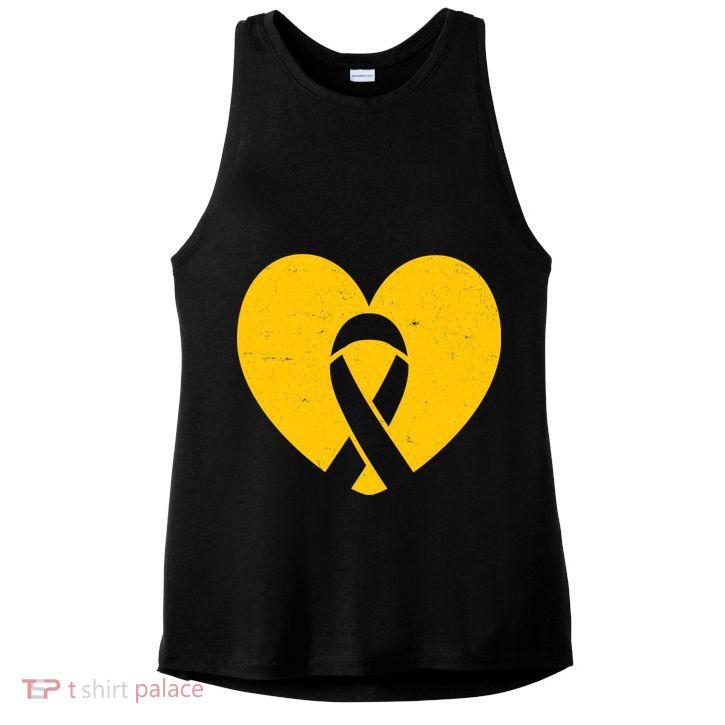 Childhood Cancer Awareness Heart Ribbon Pocket Ladies PosiCharge Tri-Blend Wicking Tank