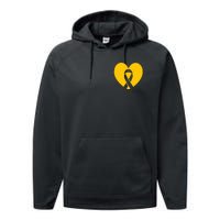 Childhood Cancer Awareness Heart Ribbon Pocket Performance Fleece Hoodie