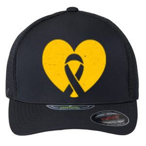 Childhood Cancer Awareness Heart Ribbon Pocket Flexfit Unipanel Trucker Cap