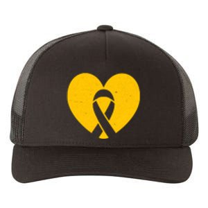 Childhood Cancer Awareness Heart Ribbon Pocket Yupoong Adult 5-Panel Trucker Hat