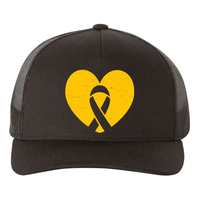 Childhood Cancer Awareness Heart Ribbon Pocket Yupoong Adult 5-Panel Trucker Hat