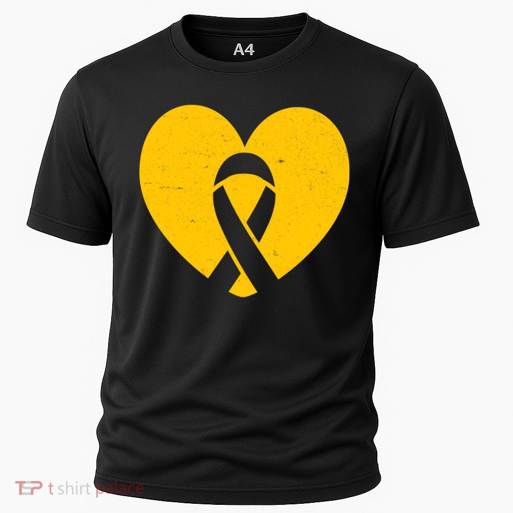 Childhood Cancer Awareness Heart Ribbon Pocket Cooling Performance Crew T-Shirt