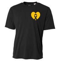 Childhood Cancer Awareness Heart Ribbon Pocket Cooling Performance Crew T-Shirt