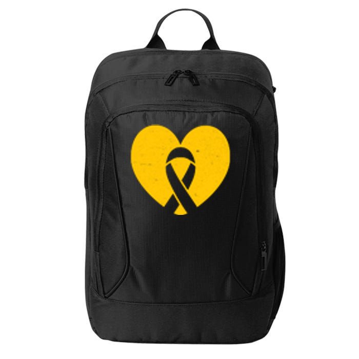 Childhood Cancer Awareness Heart Ribbon Pocket City Backpack