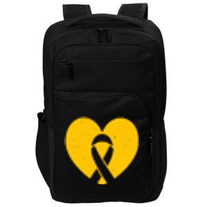 Childhood Cancer Awareness Heart Ribbon Pocket Impact Tech Backpack