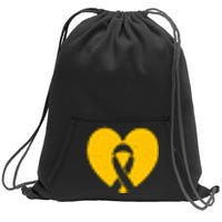 Childhood Cancer Awareness Heart Ribbon Pocket Sweatshirt Cinch Pack Bag