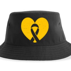 Childhood Cancer Awareness Heart Ribbon Pocket Sustainable Bucket Hat