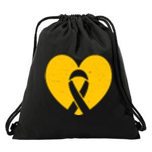 Childhood Cancer Awareness Heart Ribbon Pocket Drawstring Bag