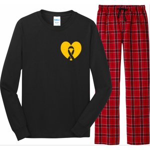 Childhood Cancer Awareness Heart Ribbon Pocket Long Sleeve Pajama Set