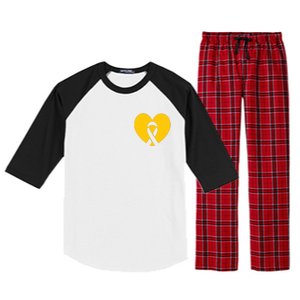 Childhood Cancer Awareness Heart Ribbon Pocket Raglan Sleeve Pajama Set