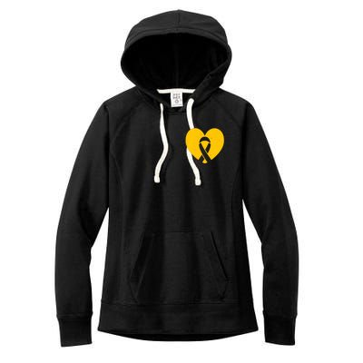 Childhood Cancer Awareness Heart Ribbon Pocket Women's Fleece Hoodie