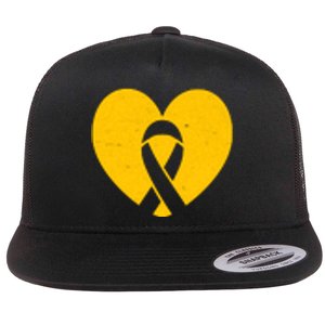 Childhood Cancer Awareness Heart Ribbon Pocket Flat Bill Trucker Hat