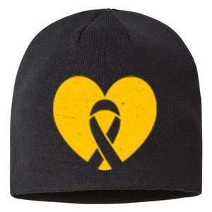 Childhood Cancer Awareness Heart Ribbon Pocket Sustainable Beanie