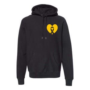 Childhood Cancer Awareness Heart Ribbon Pocket Premium Hoodie