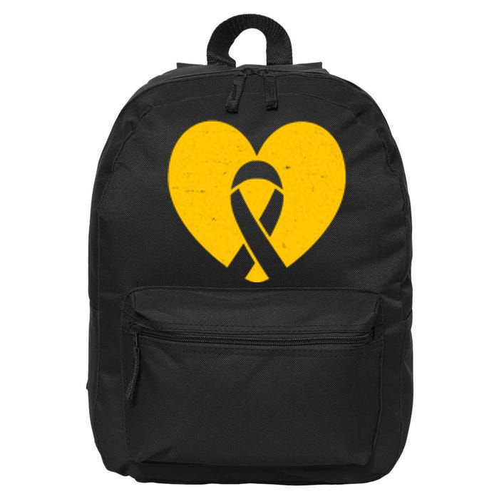 Childhood Cancer Awareness Heart Ribbon Pocket 16 in Basic Backpack