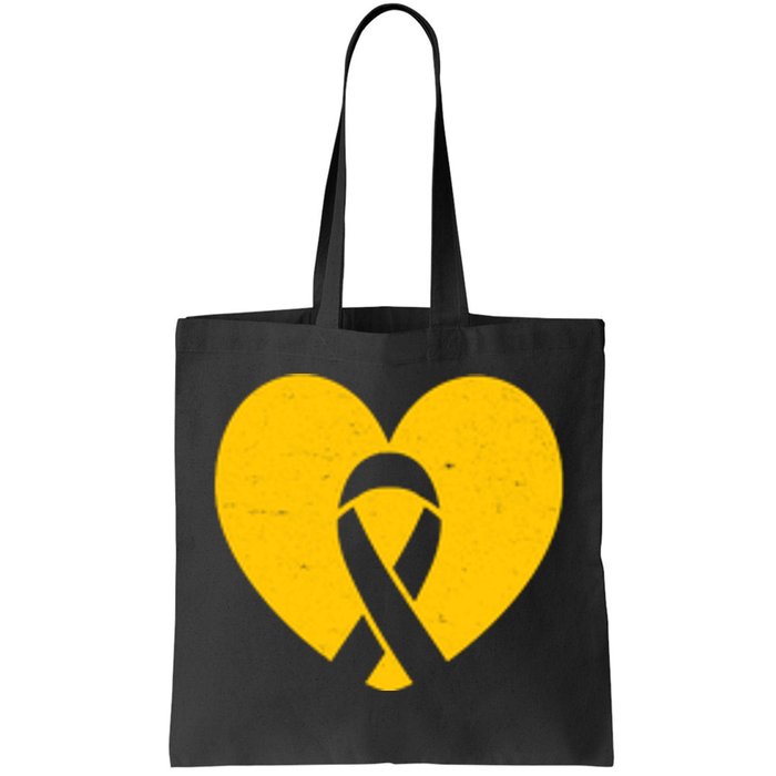 Childhood Cancer Awareness Heart Ribbon Pocket Tote Bag