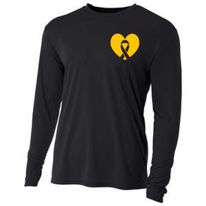 Childhood Cancer Awareness Heart Ribbon Pocket Cooling Performance Long Sleeve Crew