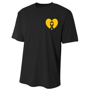 Childhood Cancer Awareness Heart Ribbon Pocket Performance Sprint T-Shirt