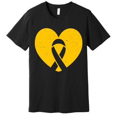 Childhood Cancer Awareness Heart Ribbon Pocket Premium T-Shirt