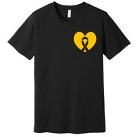 Childhood Cancer Awareness Heart Ribbon Pocket Premium T-Shirt