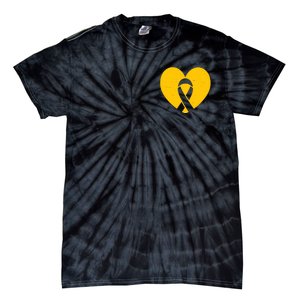 Childhood Cancer Awareness Heart Ribbon Pocket Tie-Dye T-Shirt