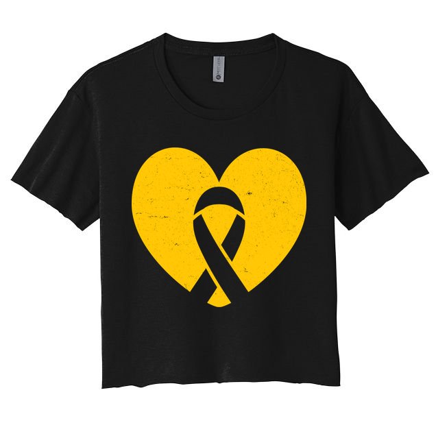 Childhood Cancer Awareness Heart Ribbon Pocket Crop Top